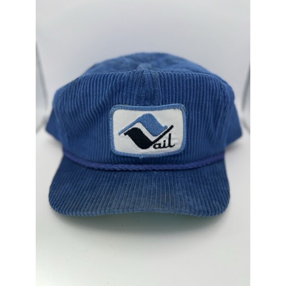 Vail Colorado Patch 1980s VTG CORDUROY Strap Back Imperial Caps Hat USA - Picture 1 of 12